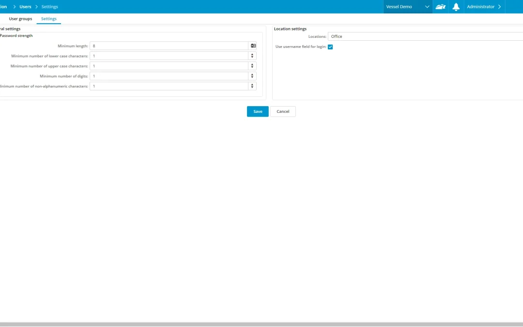 Security and Password settings